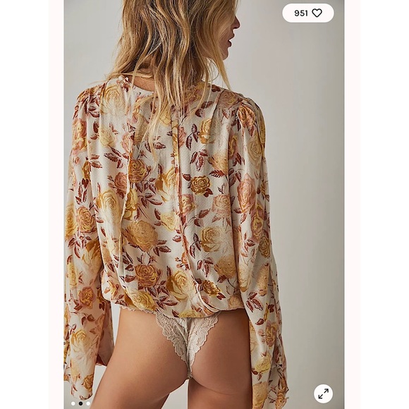 Free People Everything's Rosy Bodysuit in Jade Combo. Size XS. NWOT - Picture 10 of 14